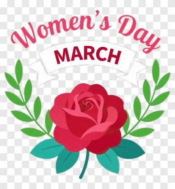 Women's Day March Rose Design PNG