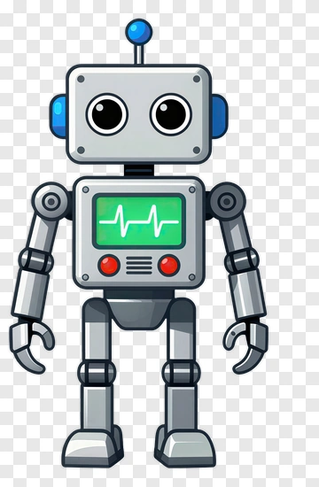 Cartoon Robot With Heartbeat Display PNG