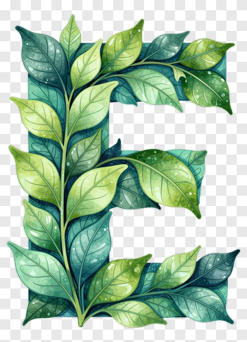 Leafy Letter E PNG