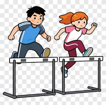 Children Jumping Over Hurdles PNG