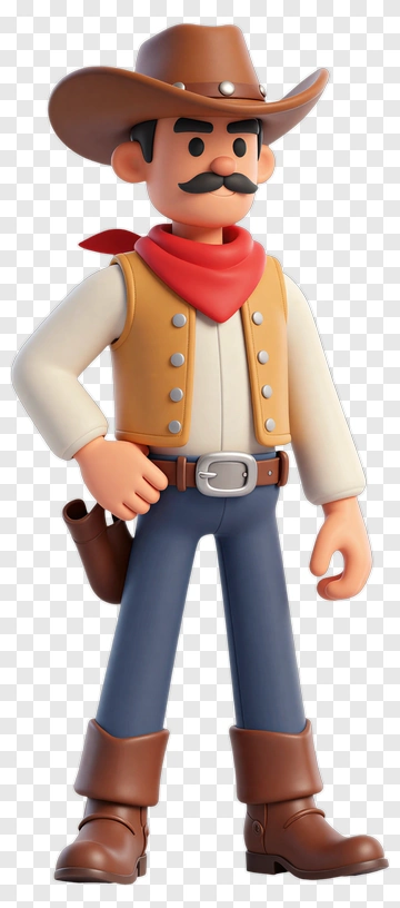 3D Cowboy Character PNG