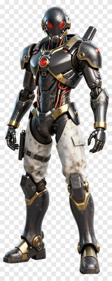 3D Robot Warrior In Futuristic Armor PNG