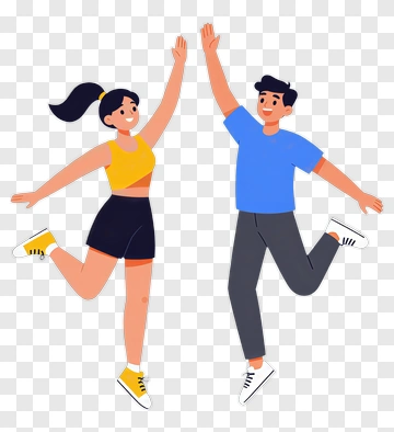 Happy Couple Jumping Together PNG
