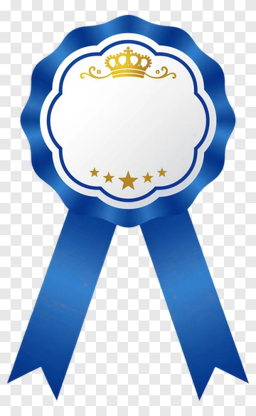 Blue Award Ribbon With Crown And Stars PNG