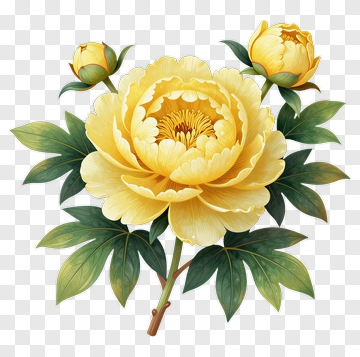 Yellow Peony Flower Bouquet PNG