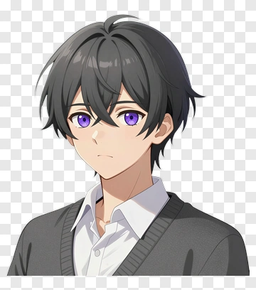 Anime Boy With Black Hair And Purple Eyes PNG