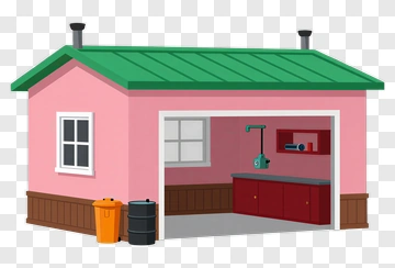 Cartoon Garage With Tools And Storage PNG