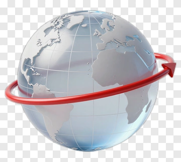 Globe With Red Arrow Indicating Movement PNG