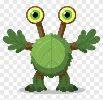 Cartoon Monster With Leafy Arms PNG