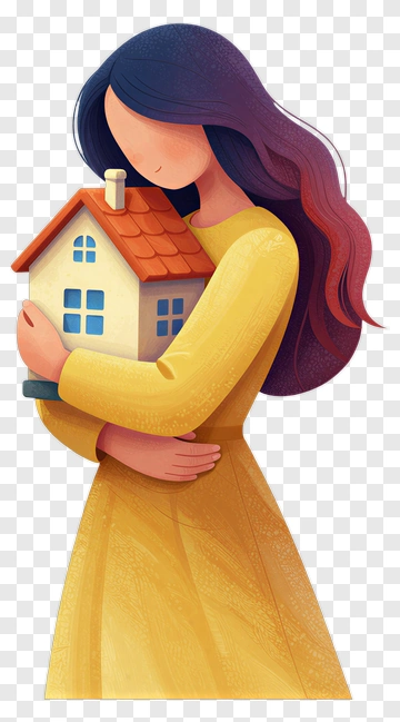 Woman Holding A House PNG