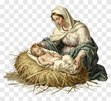 Mother Holding Baby In A Hay Cradle PNG