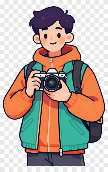 Cartoon Photographer Holding A Camera PNG