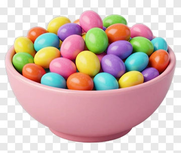 Colorful Candy Bowl Filled With Easter Eggs PNG