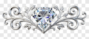 Diamond In Ornate Silver Setting PNG