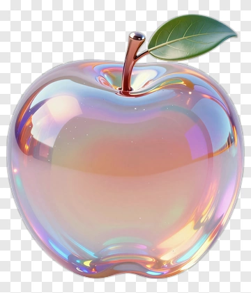 Iridescent Apple With Leaf PNG