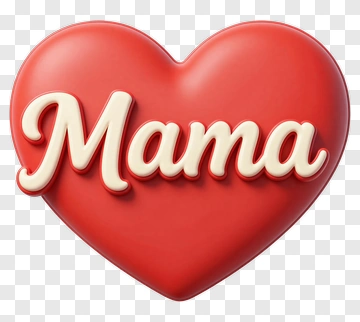 Red Heart With Mama Text PNG