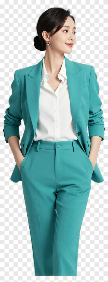 Woman In Turquoise Suit PNG