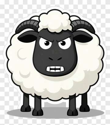 Angry Cartoon Sheep PNG