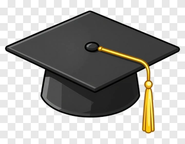 Black Graduation Cap With Yellow Tassel PNG