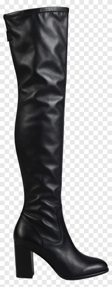 Black Knee-High Heeled Boot PNG