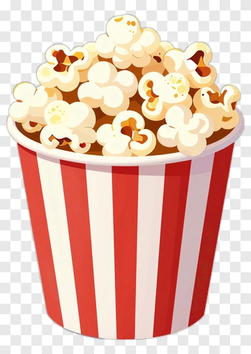 Popcorn In A Red And White Striped Bucket PNG
