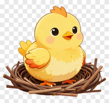 Cartoon Chick In A Nest PNG