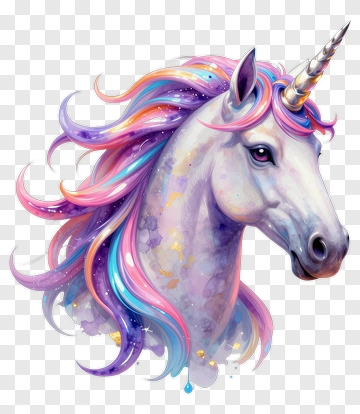 Colorful Unicorn Head With Pastel Mane PNG