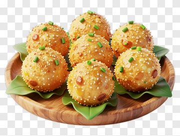 Plate Of Fried Sesame Balls PNG