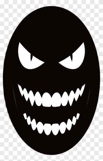 Cartoon Ghost Face With Sharp Teeth PNG