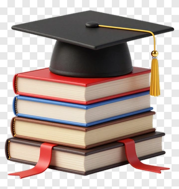 Graduation Cap On Stack Of Books PNG
