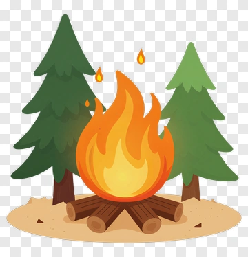 Campfire Surrounded By Pine Trees PNG
