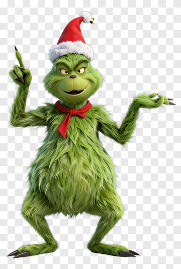 Cartoon Grinch Wearing A Santa Hat PNG