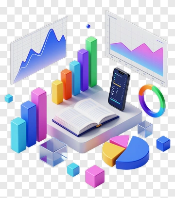 3D Data Visualization With Charts And Graphs PNG