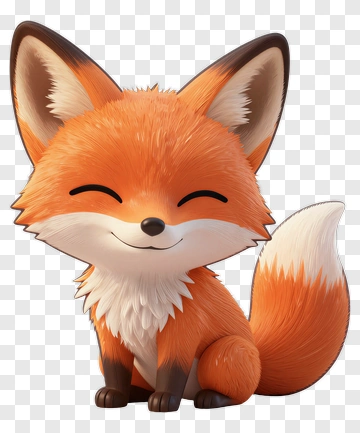 3D Cartoon Fox Smiling PNG