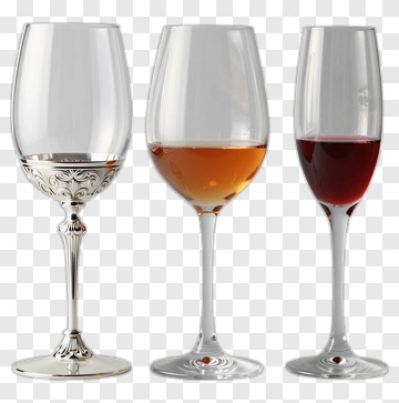 Elegant Wine Glasses With Varied Colors PNG