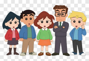Cartoon Group Of Children And An Adult PNG