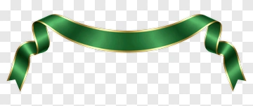 Green Ribbon With Gold Trim PNG
