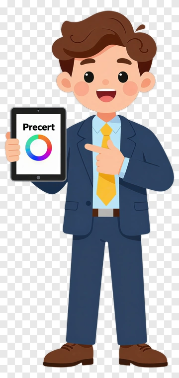 Cartoon Businessman Holding A Tablet PNG