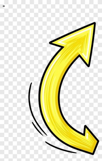 Yellow Arrow Curving Upward PNG