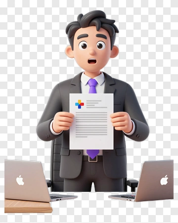 3D Businessman Holding A Document PNG
