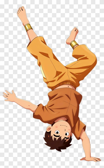 Cartoon Boy Performing A Handstand PNG