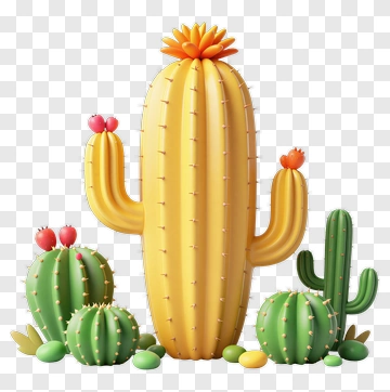 Colorful Cactus Arrangement PNG