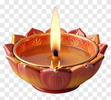 Colorful Lotus Candle With Flame PNG