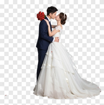 Couple Embracing On Their Wedding Day PNG