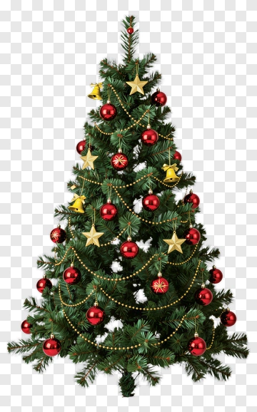 Christmas Tree With Red And Gold Ornaments PNG