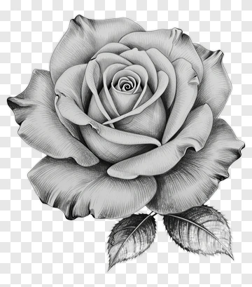 Black And White Rose Illustration PNG