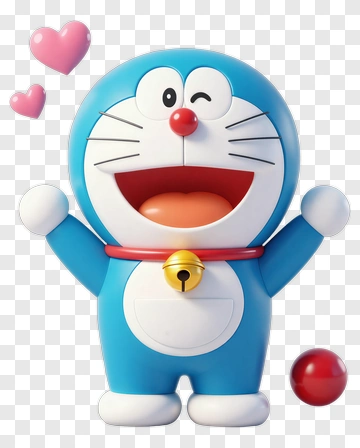 Cartoon Cat Character With Hearts PNG