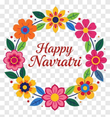 Colorful Floral Wreath For Navratri Celebration PNG
