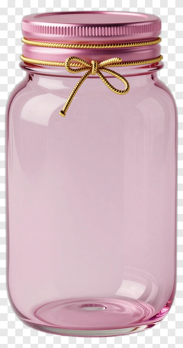 Pink Glass Jar With Golden Tie PNG