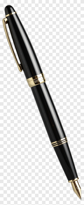 Black Fountain Pen With Gold Accents PNG